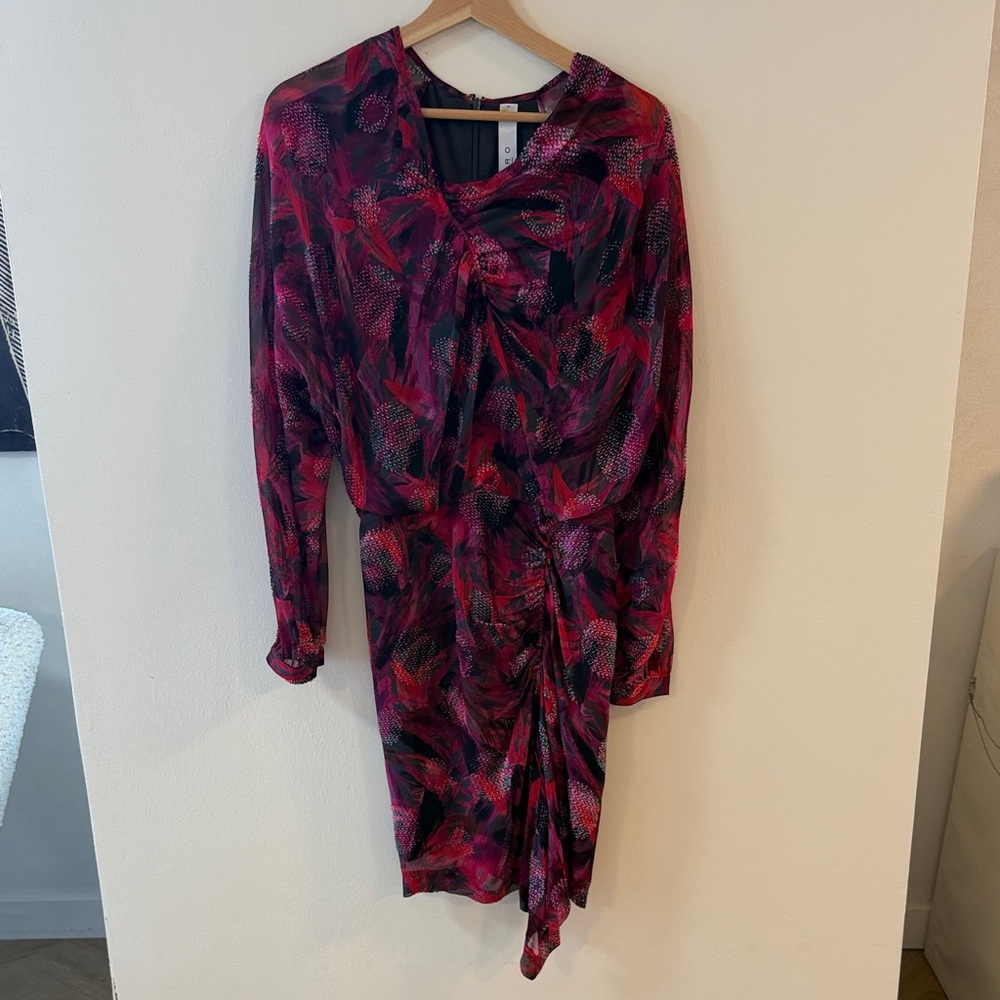 NWOT - IRO Women’s Pink & Black Printed Long-Sleeve Dress - 38 / 6